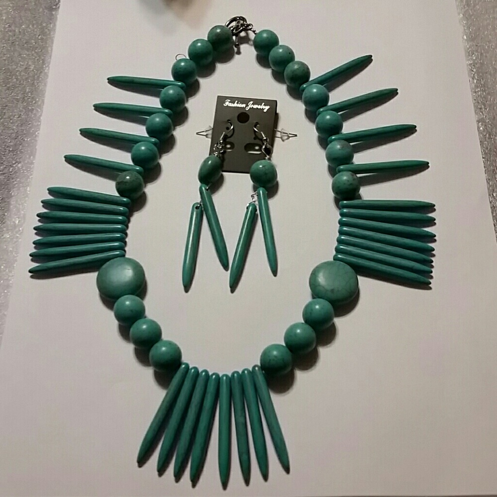 Turquoise Necklace with Earrings